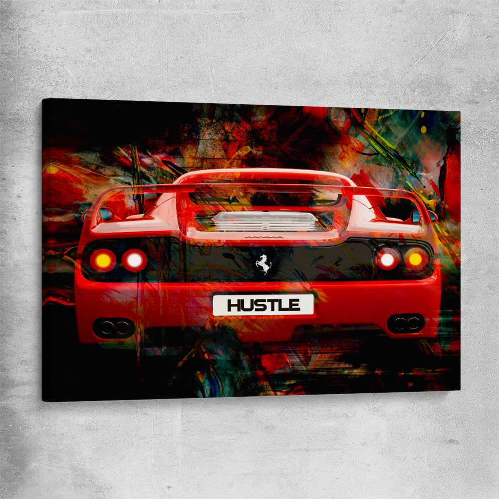 Inspirational wall art print of Hustle Fast on a stretched canvas
