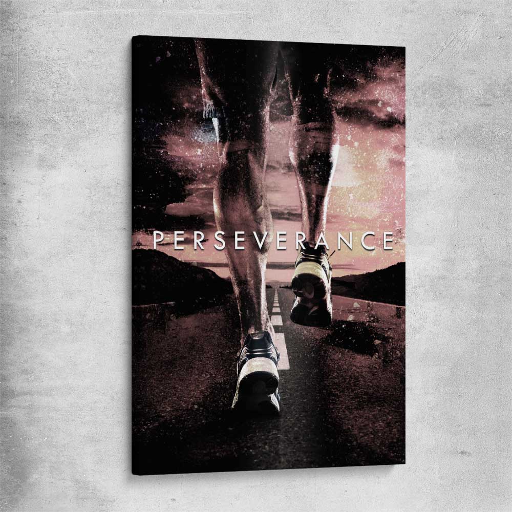 Inspirational wall art print of Perseverance on a stretched canvas