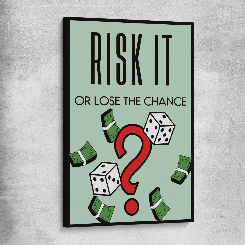 Inspirational wall art print of Roll the Dice on a stretched canvas