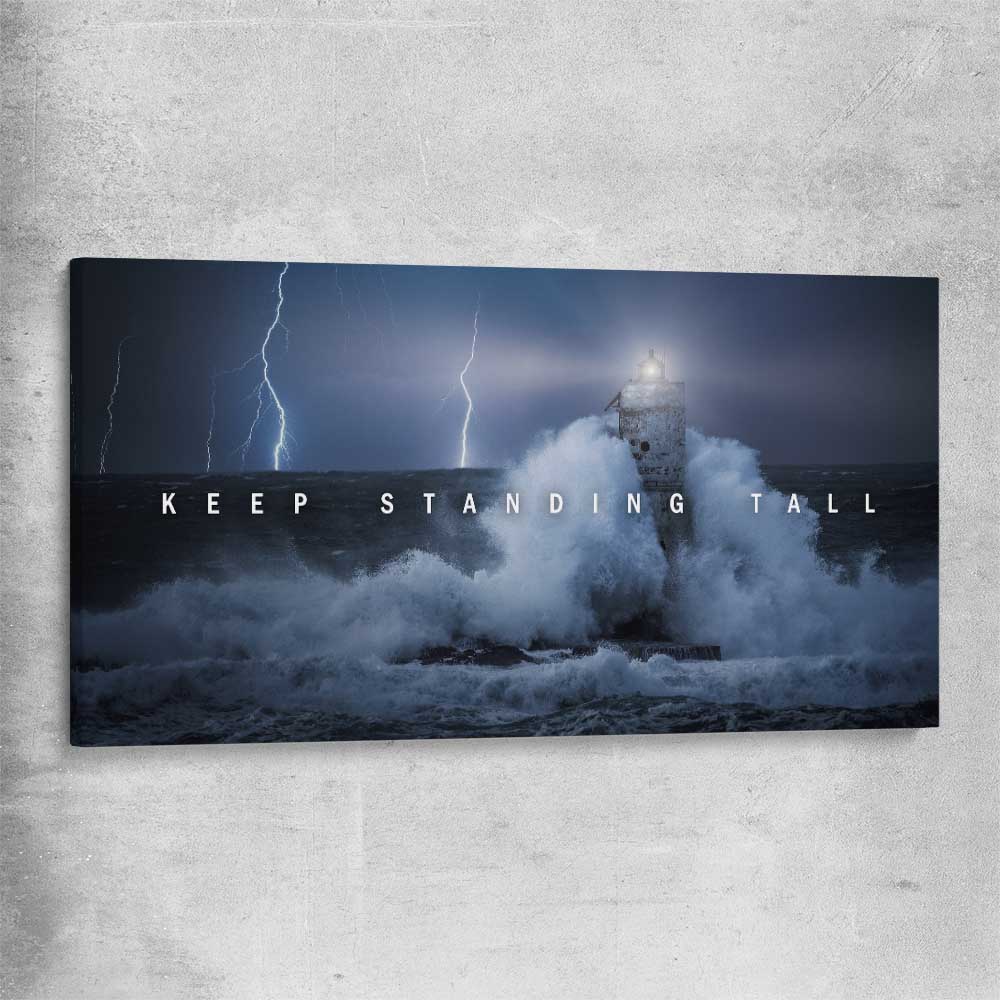 Inspirational wall art print of Stand Tall on a stretched canvas