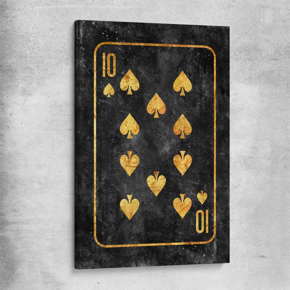 Inspirational wall art print of Ten of Spades on a stretched canvas