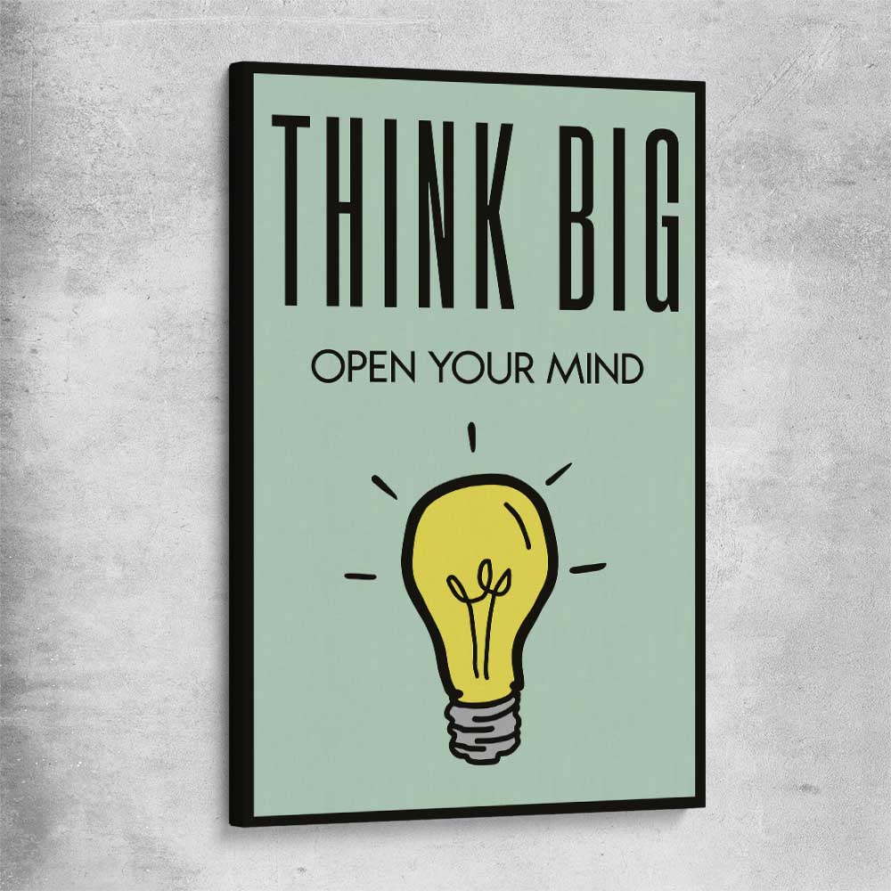 Inspirational wall art print of Think Big on a stretched canvas