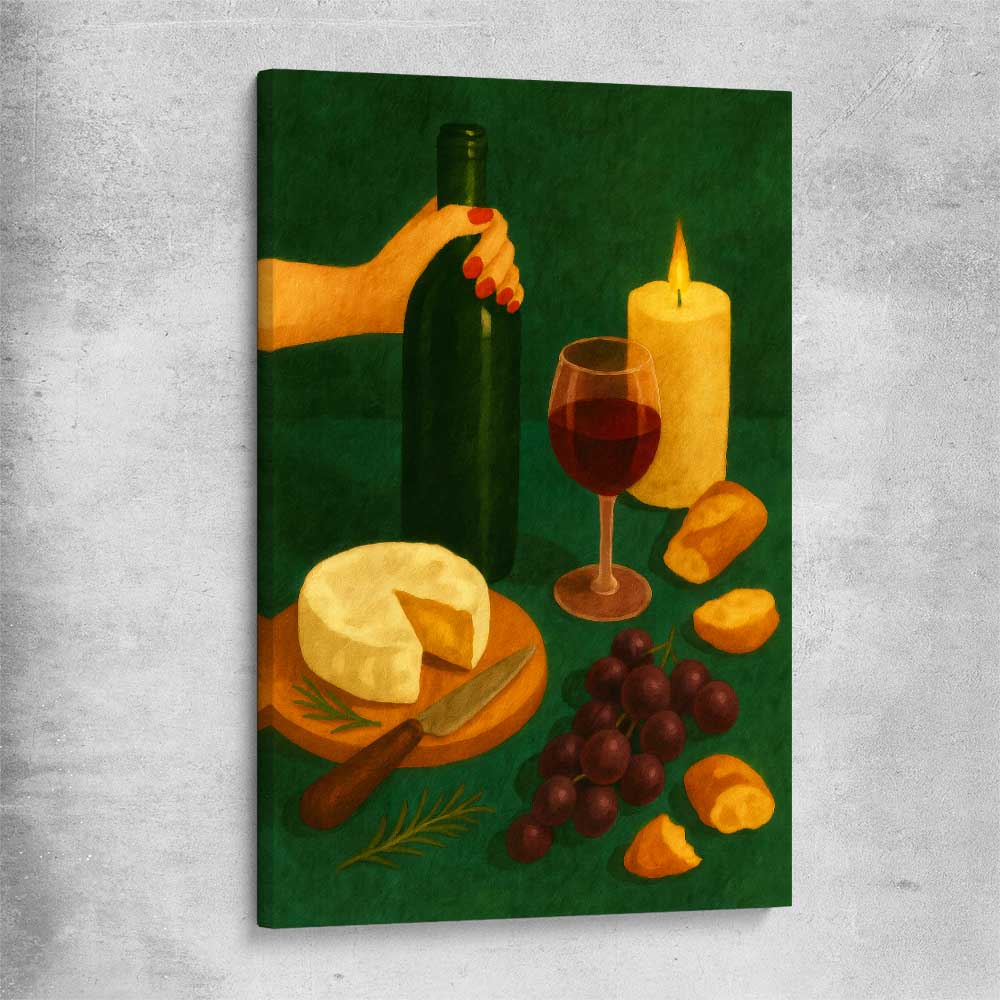 Wine at Dusk Two stretched canvas is a colourful and stylish canvas wall art and print suited for the kitchen area