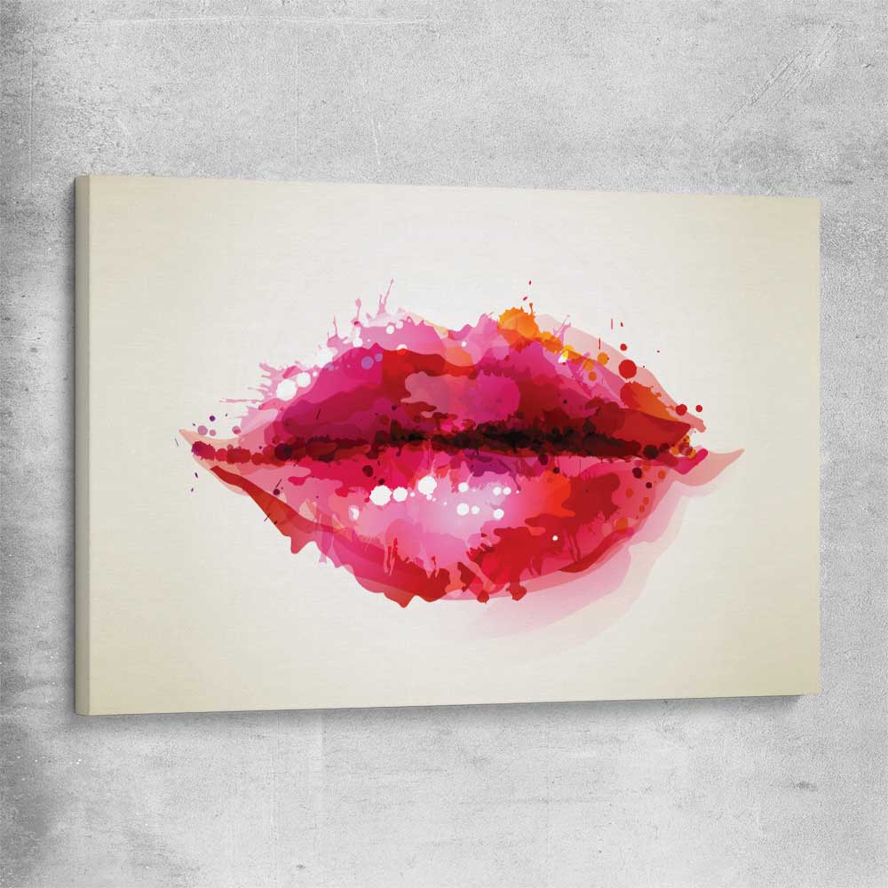 Abstract Lips stretched canvas - part of our high quality canvas lips wall art collection