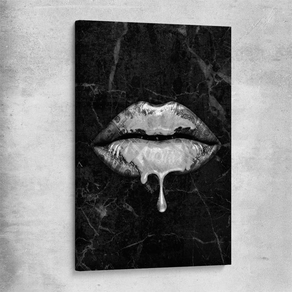 Darkened Lust stretched canvas - part of our high quality canvas lips wall art collection