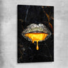 Golden Lust stretched canvas - part of our high quality canvas lips wall art collection