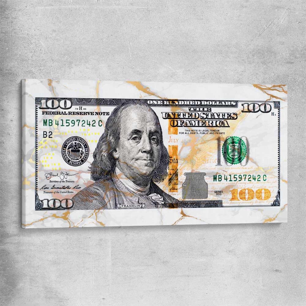 Money wall art print of Marble Bill on a stretched canvas