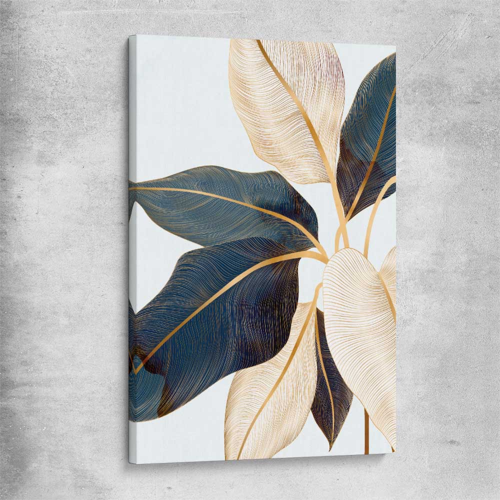 Floral print of Botanic Blue Three on a stretched canvas