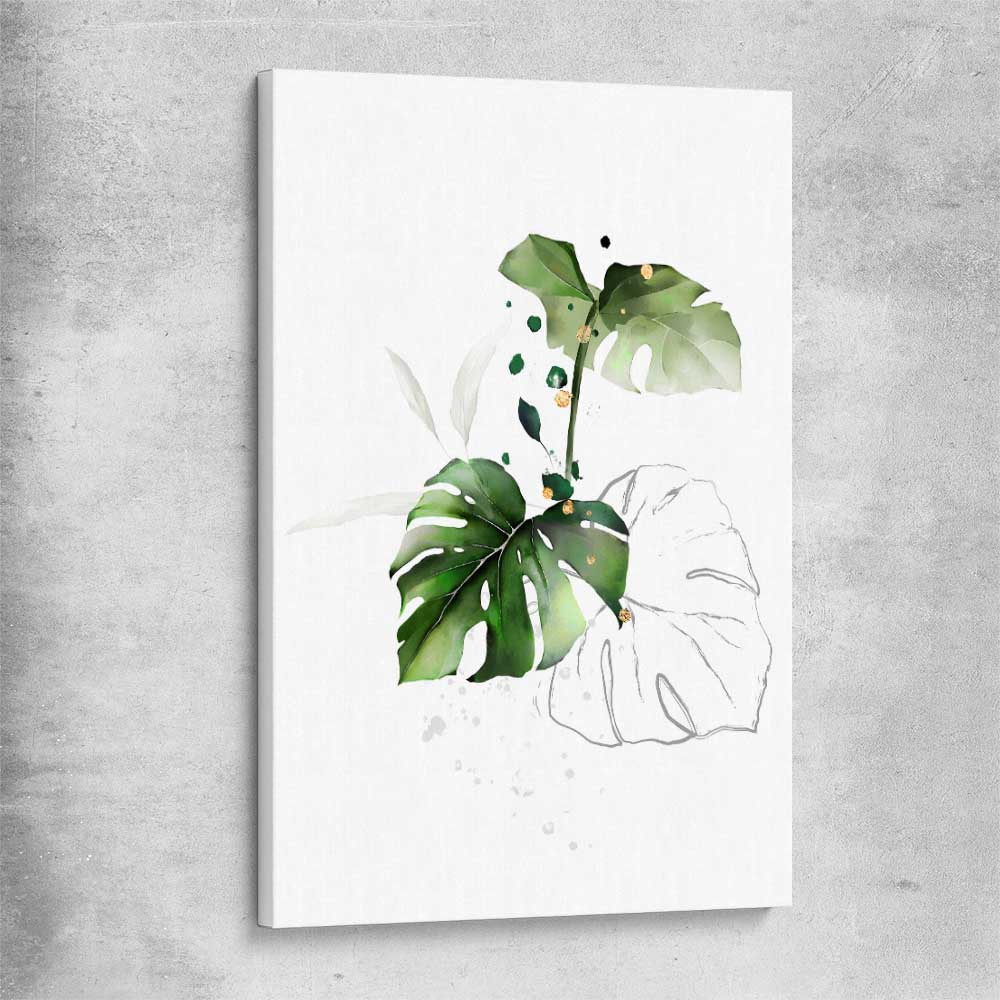 Floral print of Botanic Gold Three on a stretched canvas