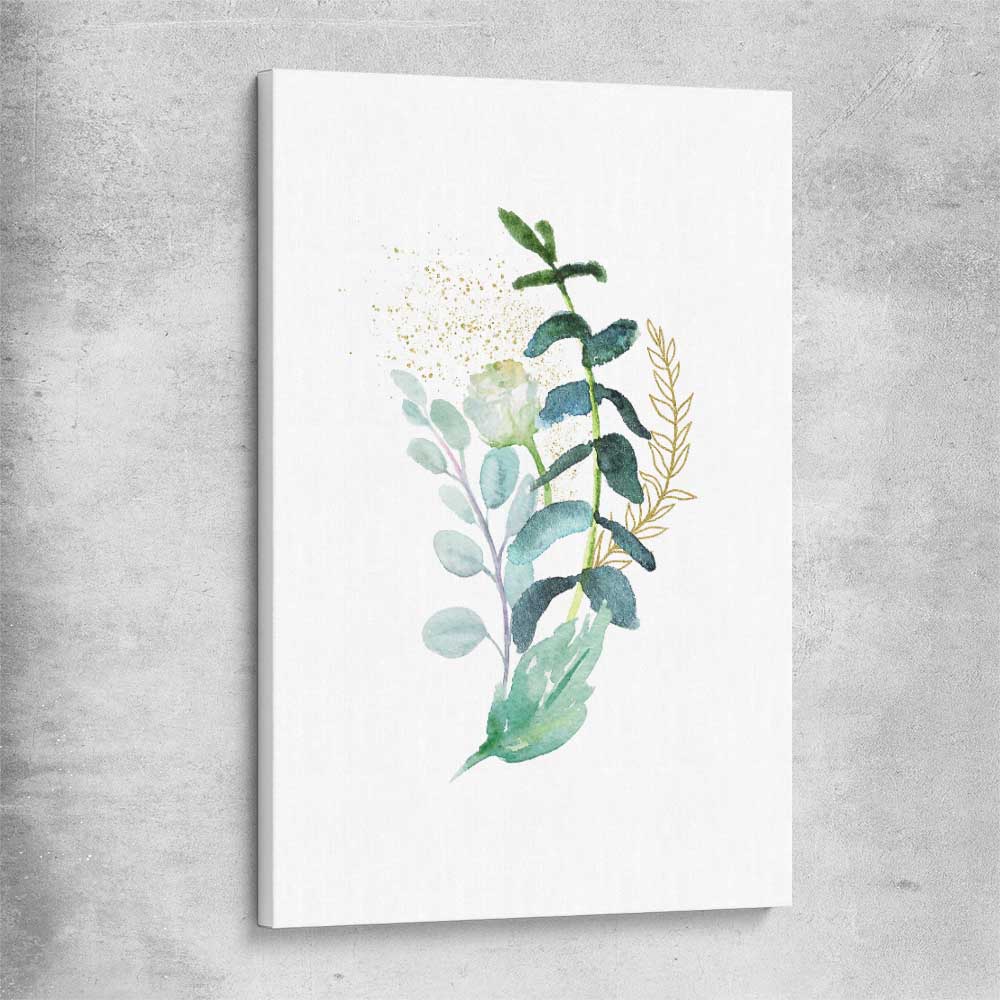 Floral print of Eucalyptus Bunch Three on a stretched canvas