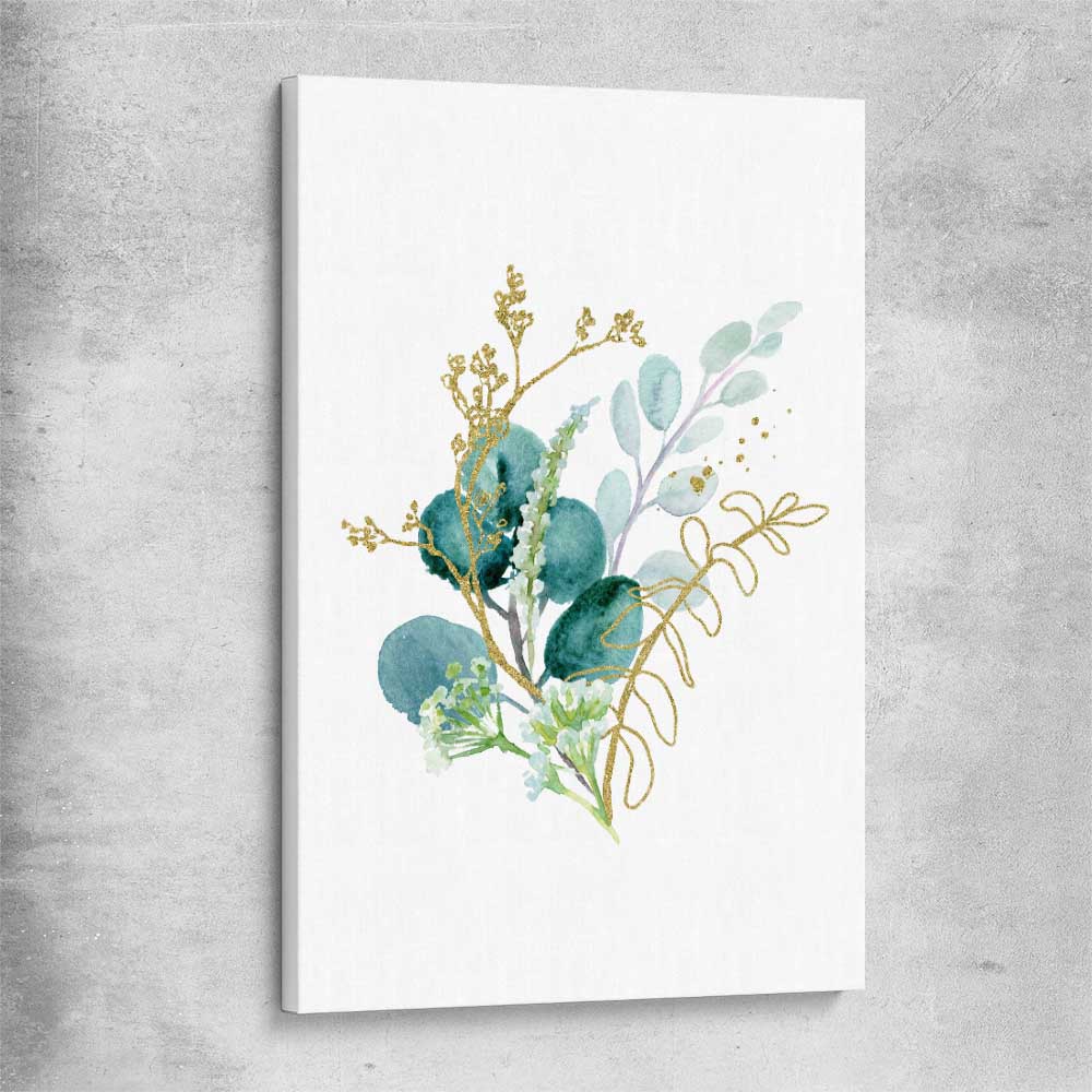 Floral print of Eucalyptus Bunch Two on a stretched canvas