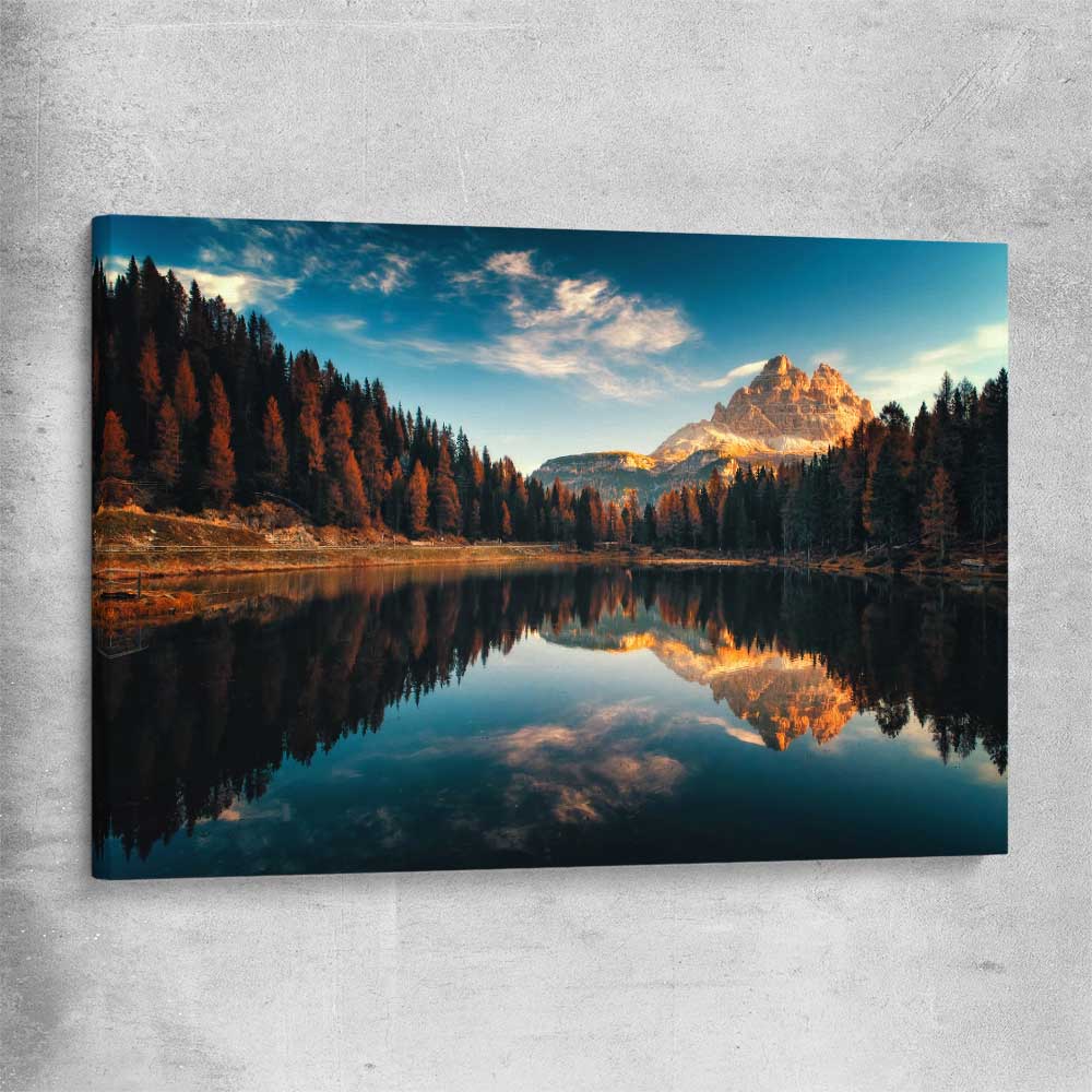 Floral print of Lago Antorno on a stretched canvas