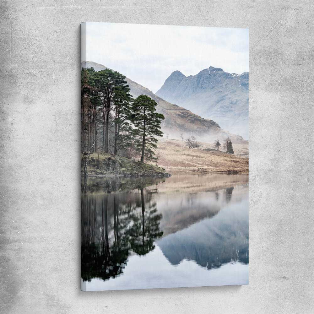 Floral print of Mountain Fog on a stretched canvas