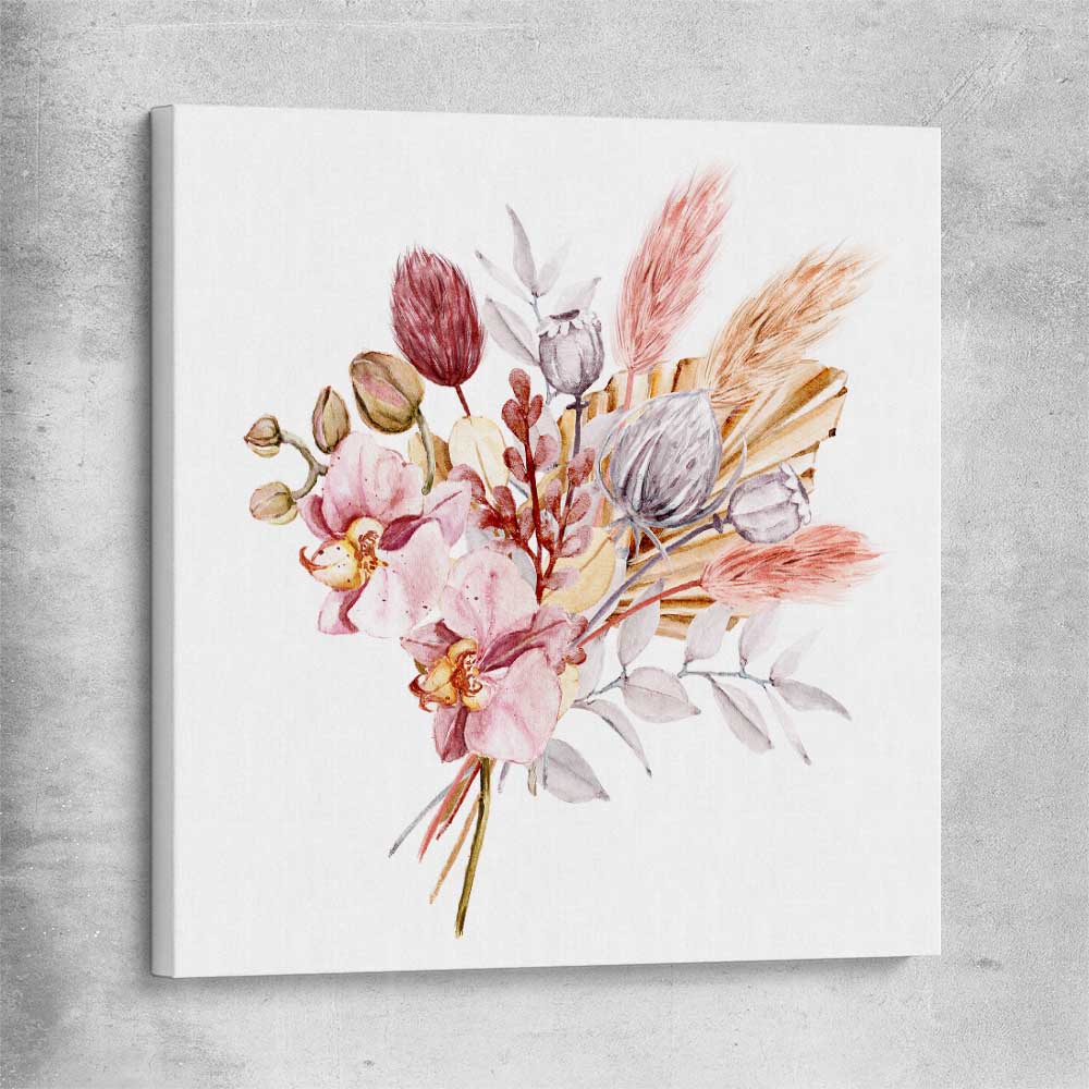 Floral print of Pampas Bunch on a stretched canvas