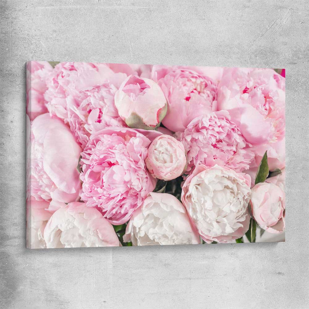 Floral print of Peony Bouquet on a stretched canvas
