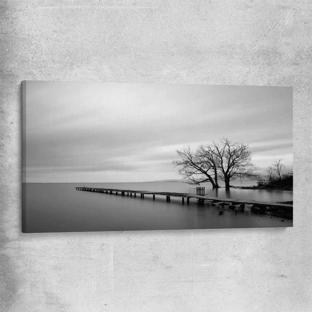 Floral print of Pier Silhouette on a stretched canvas