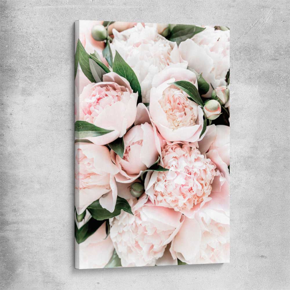 Floral print of Pink Peonies on a stretched canvas