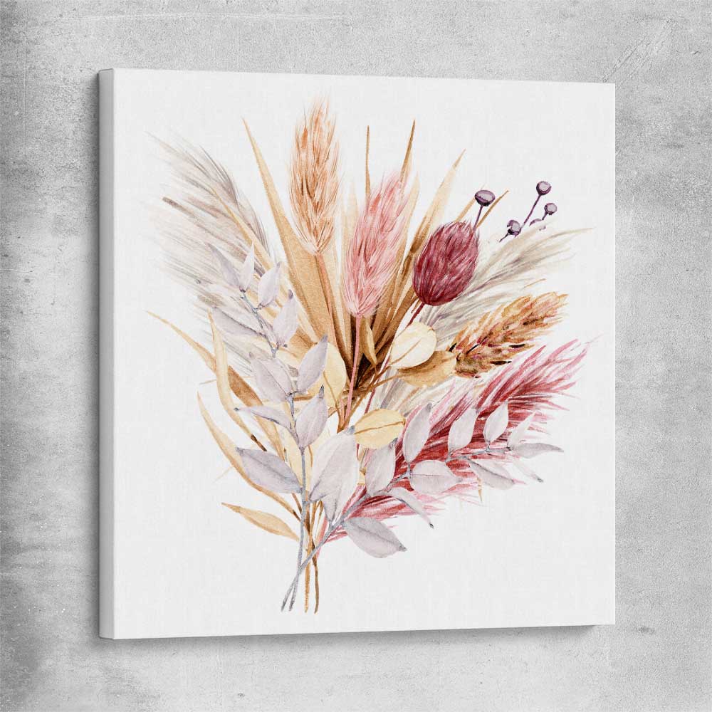 Floral print of Rustic Pampas on a stretched canvas