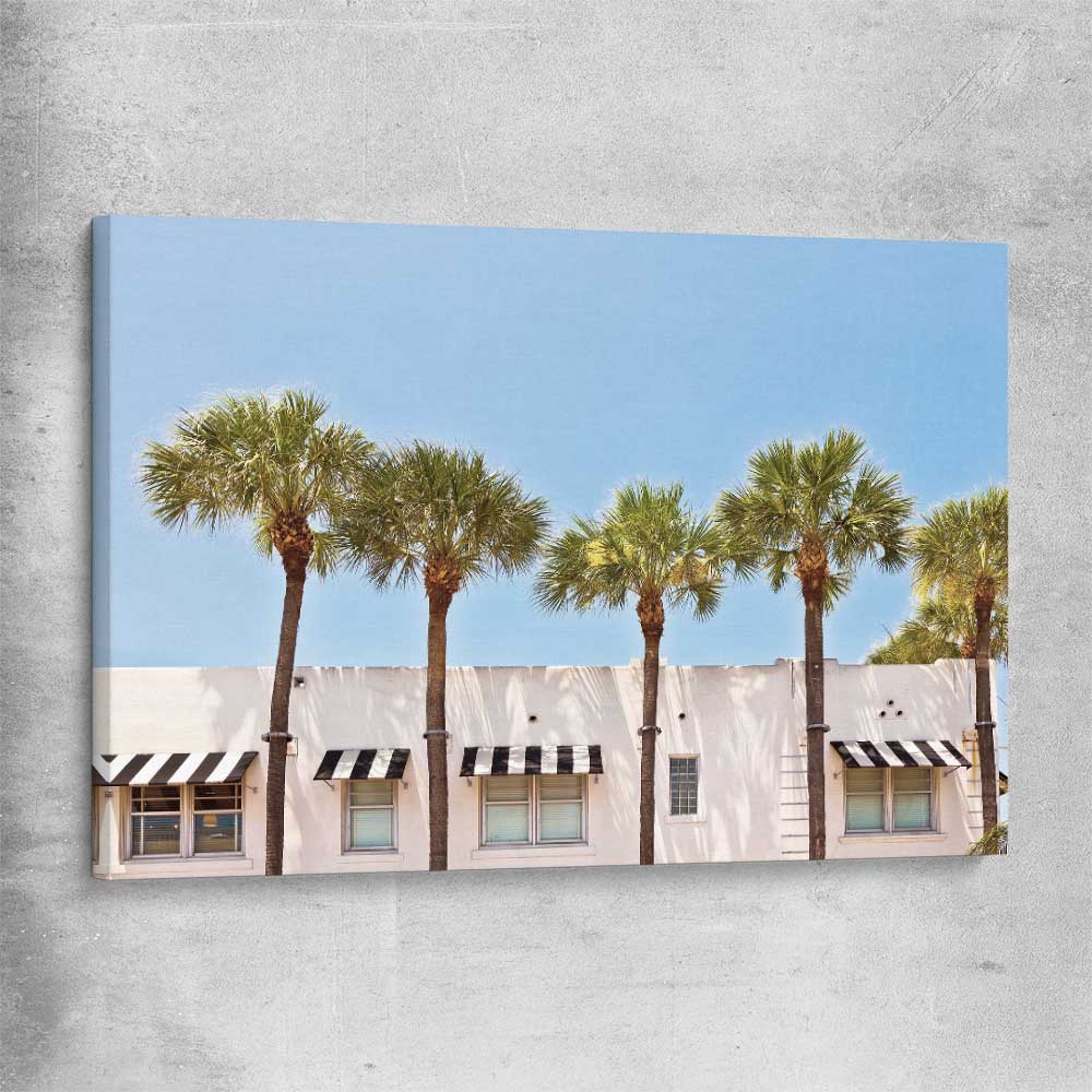 Floral print of South Miami Palms on a stretched canvas