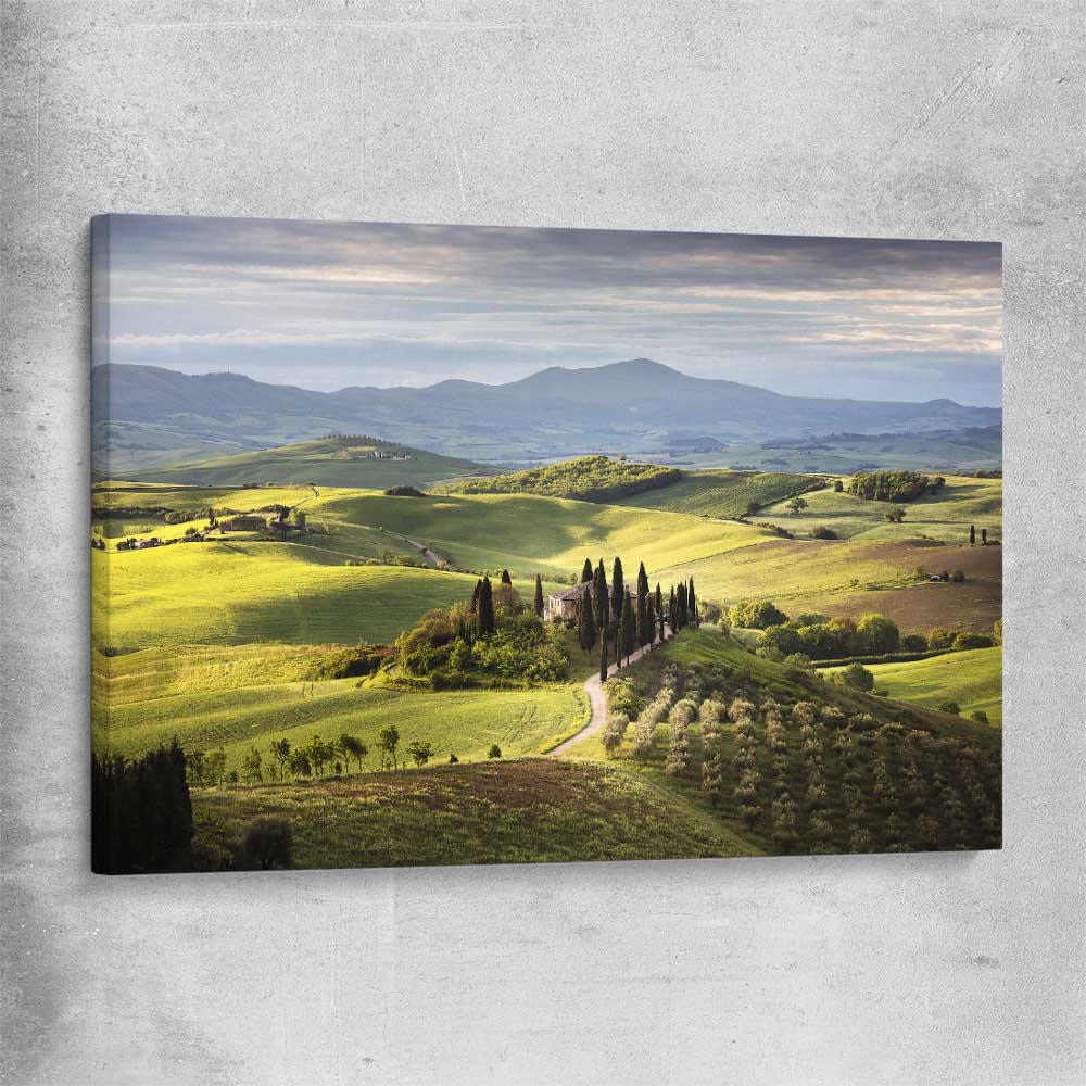 Floral print of Tuscan Countryside on a stretched canvas