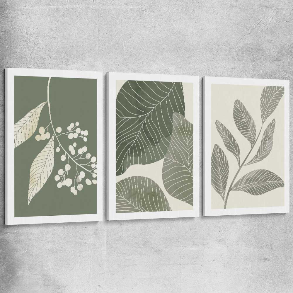 Floral print of Vintage Floral Set on a stretched canvas