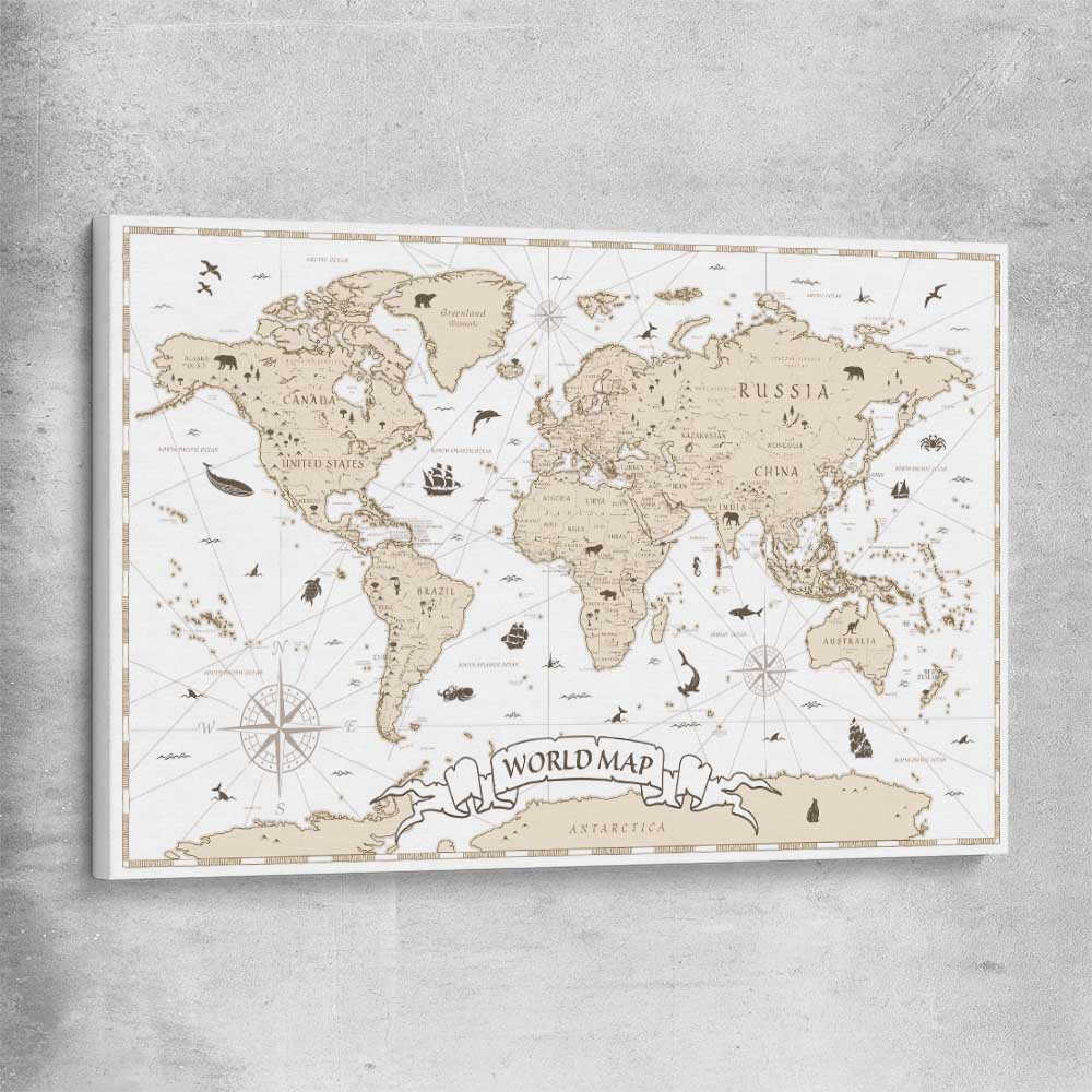 Education Map stretched canvas is a nursery canvas wall art and print suited for childrens nursery area