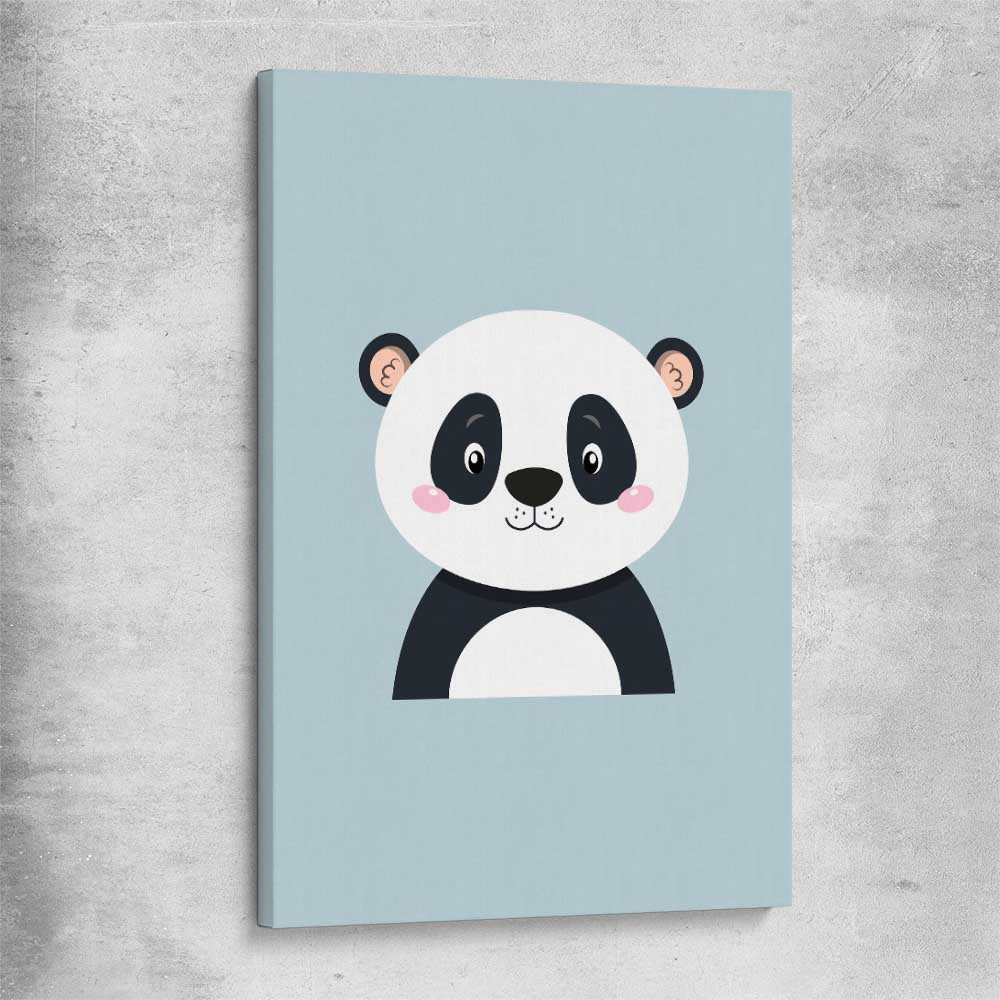 Friendly Panda stretched canvas is a nursery canvas wall art and print suited for childrens nursery area