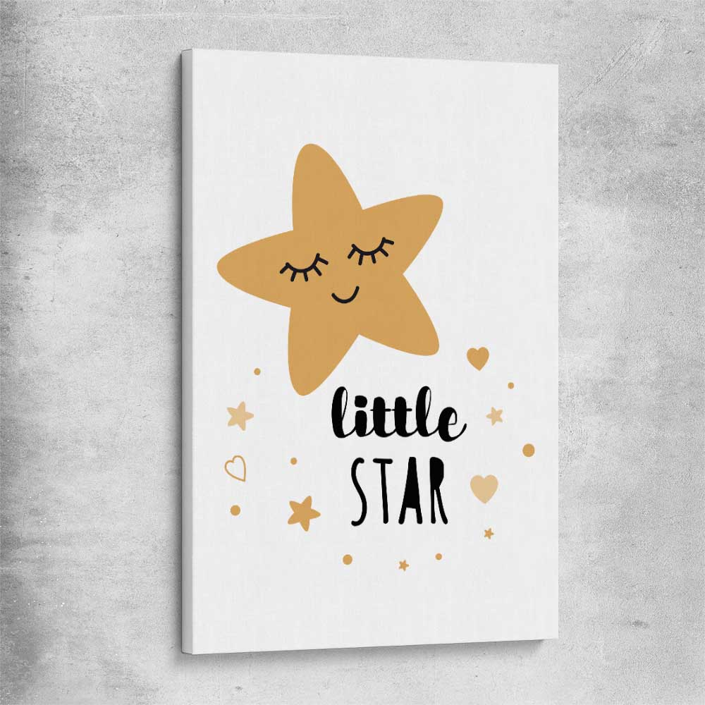 Little Star stretched canvas is a nursery canvas wall art and print suited for childrens nursery area