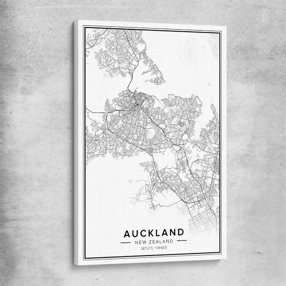 Auckland City stretched canvas is a high quality print in our city skyline, travel prints and maps collection