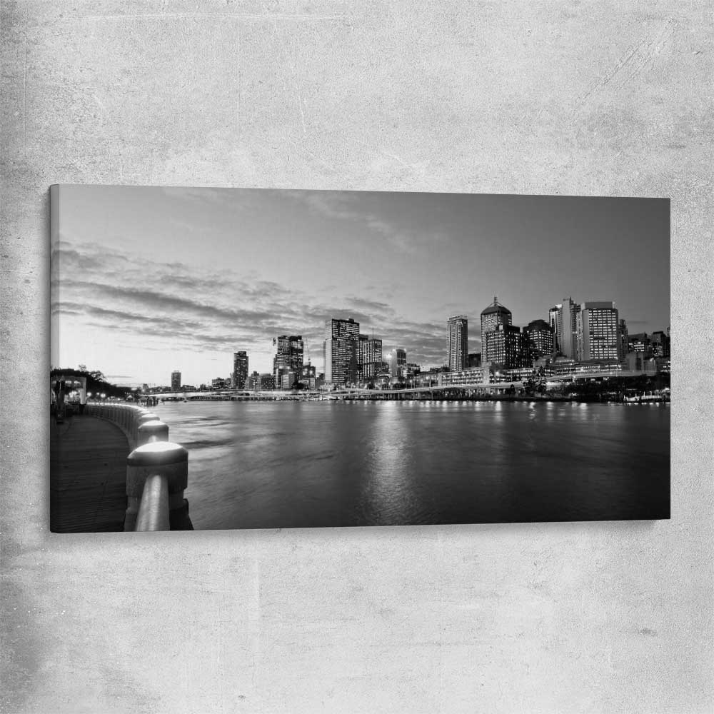 Brisbane Skyline stretched canvas is a high quality print in our city skyline, travel prints and maps collection