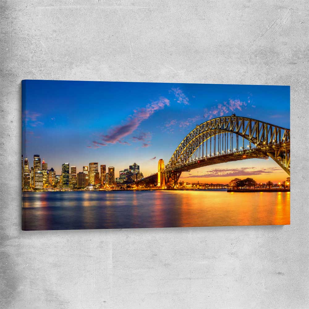 Darling Harbour stretched canvas is a high quality print in our city skyline, travel prints and maps collection