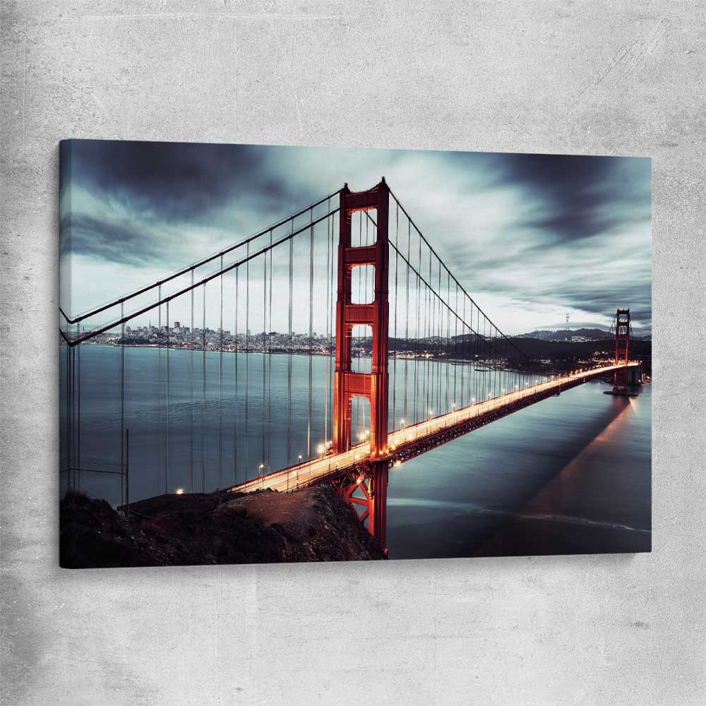 Golden Gate stretched canvas is a high quality print in our city skyline, travel prints and maps collection