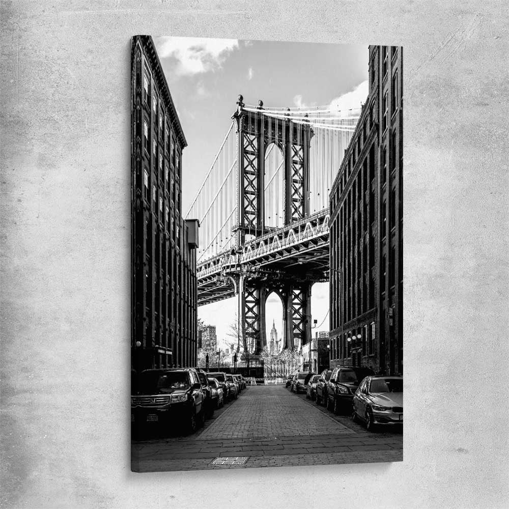 Manhattan Bridge stretched canvas is a high quality print in our city skyline, travel prints and maps collection