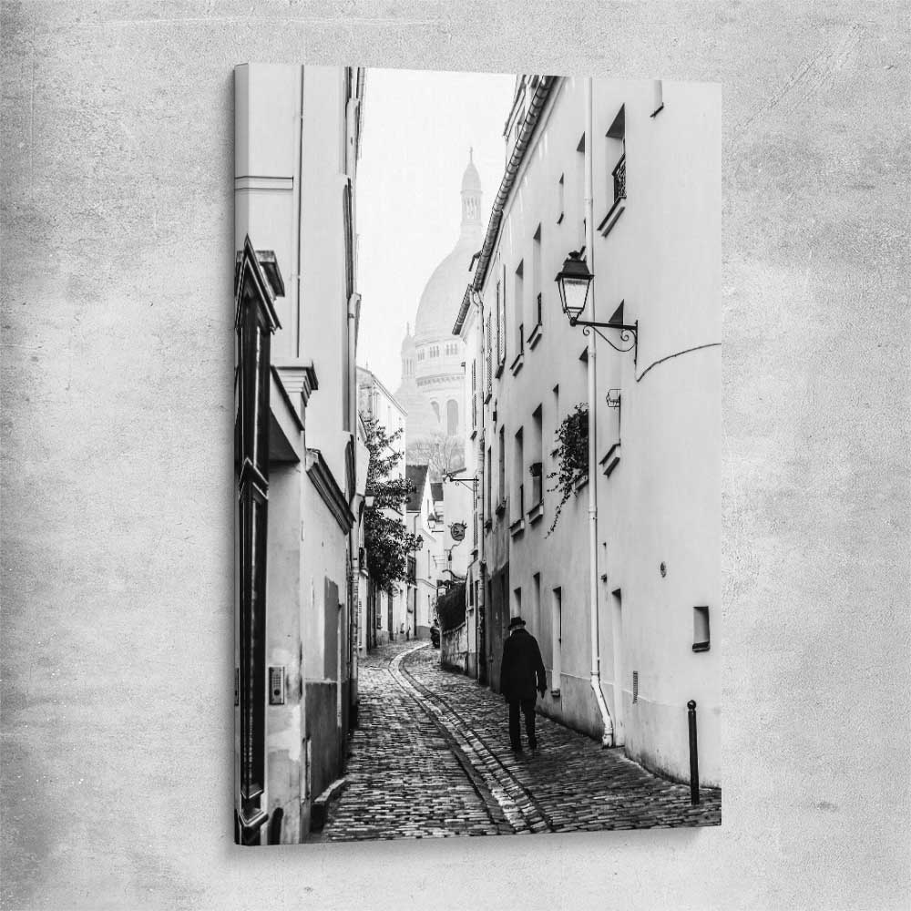 Paris Alley stretched canvas is a high quality print in our city skyline, travel prints and maps collection