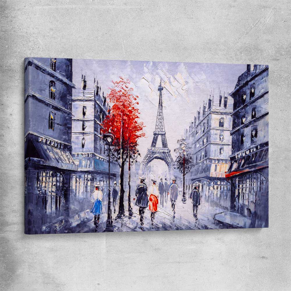 Paris Street View stretched canvas is a high quality print in our city skyline, travel prints and maps collection