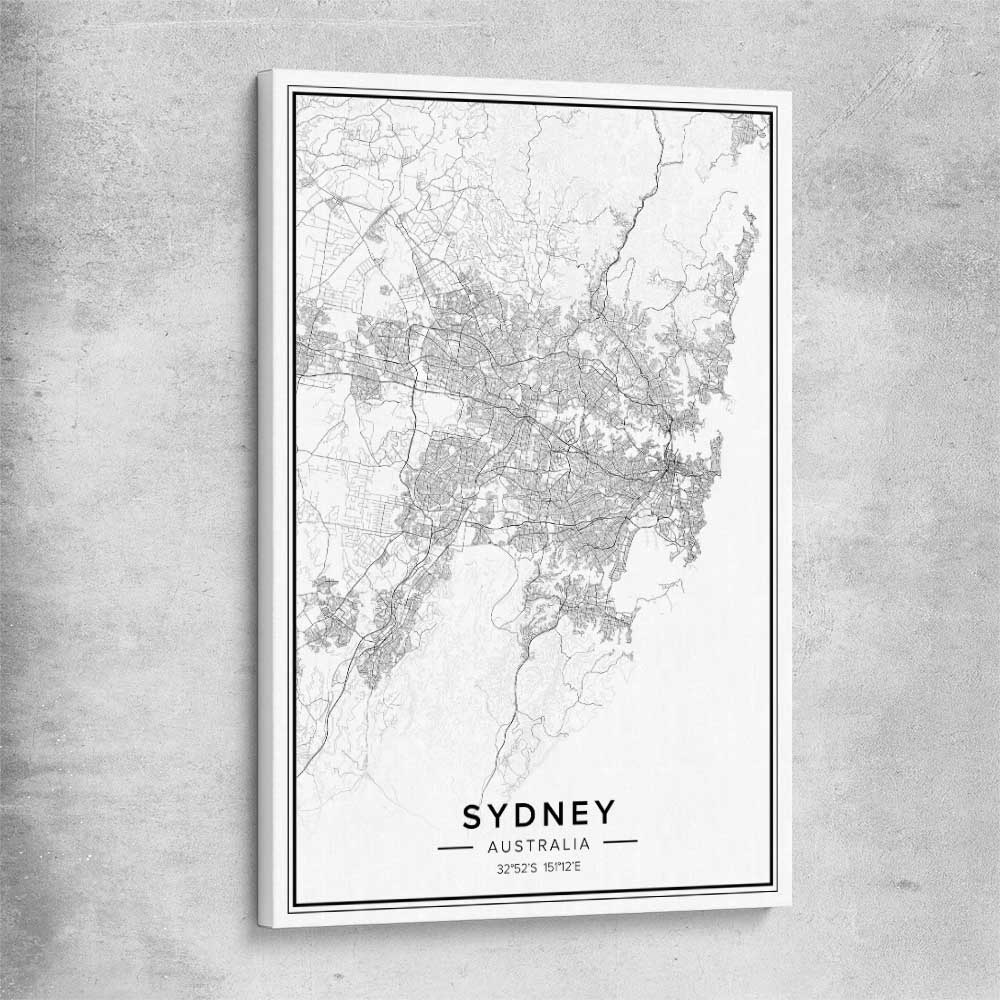 Sydney City stretched canvas is a high quality print in our city skyline, travel prints and maps collection