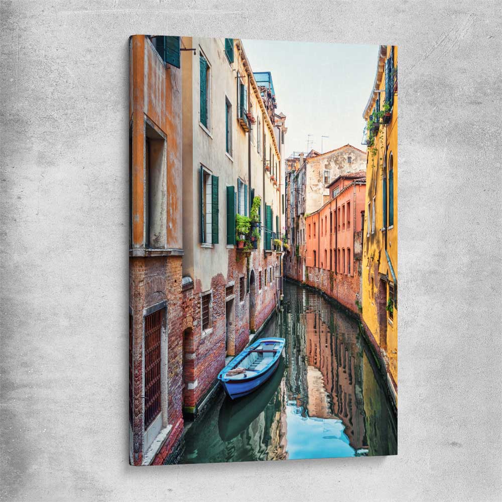 Venice Streets stretched canvas is a high quality print in our city skyline, travel prints and maps collection