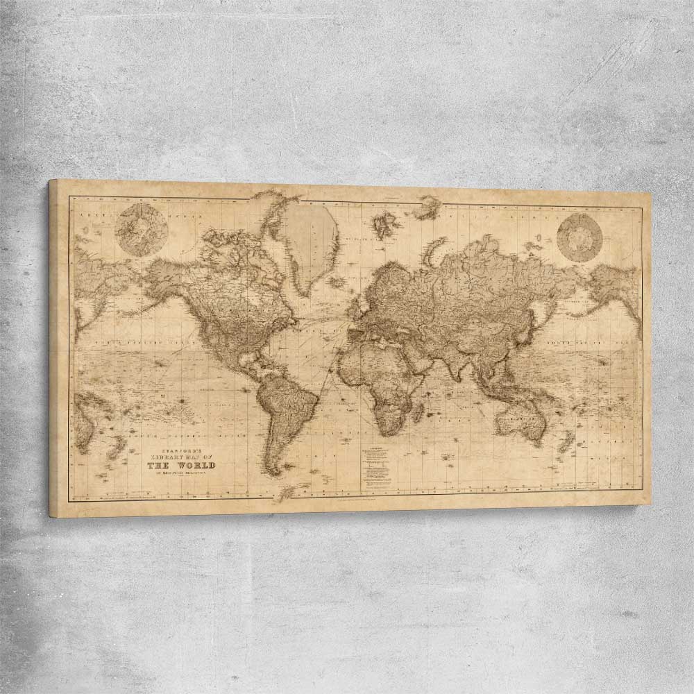 Vintage Map stretched canvas is a high quality print in our city skyline, travel prints and maps collection