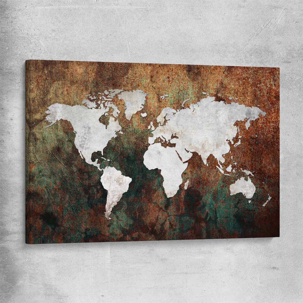 World Grunge stretched canvas is a high quality print in our city skyline, travel prints and maps collection