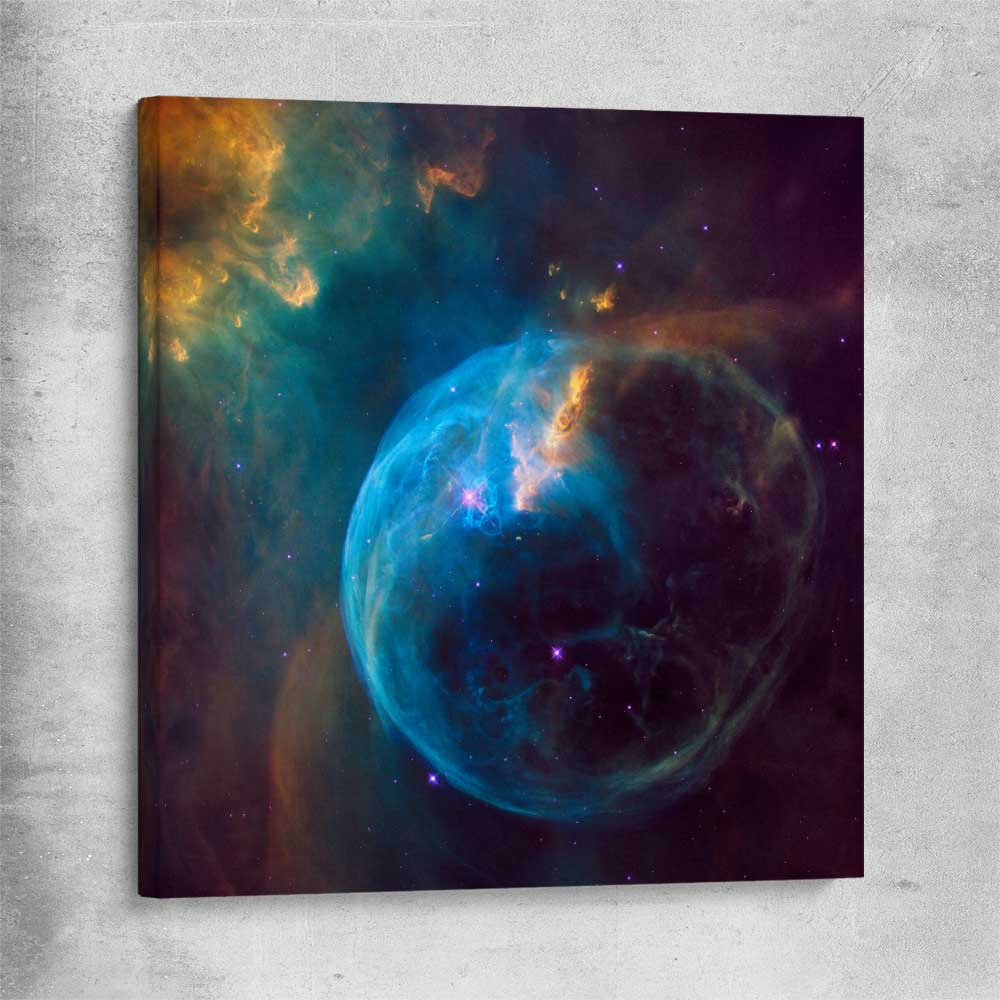 Space prints and wall art of Bubble Nebula on a stretched canvas