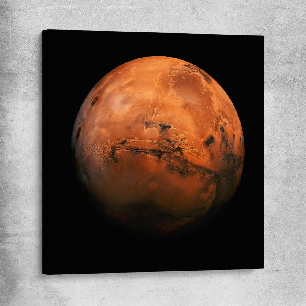 Space prints and wall art of Mars Hemisphere on a stretched canvas