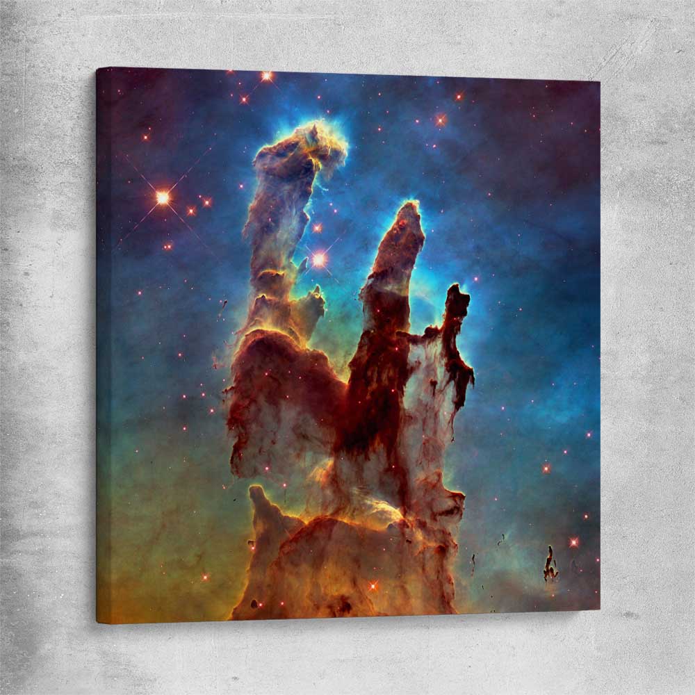 Space prints and wall art of Pillars of Creation on a stretched canvas