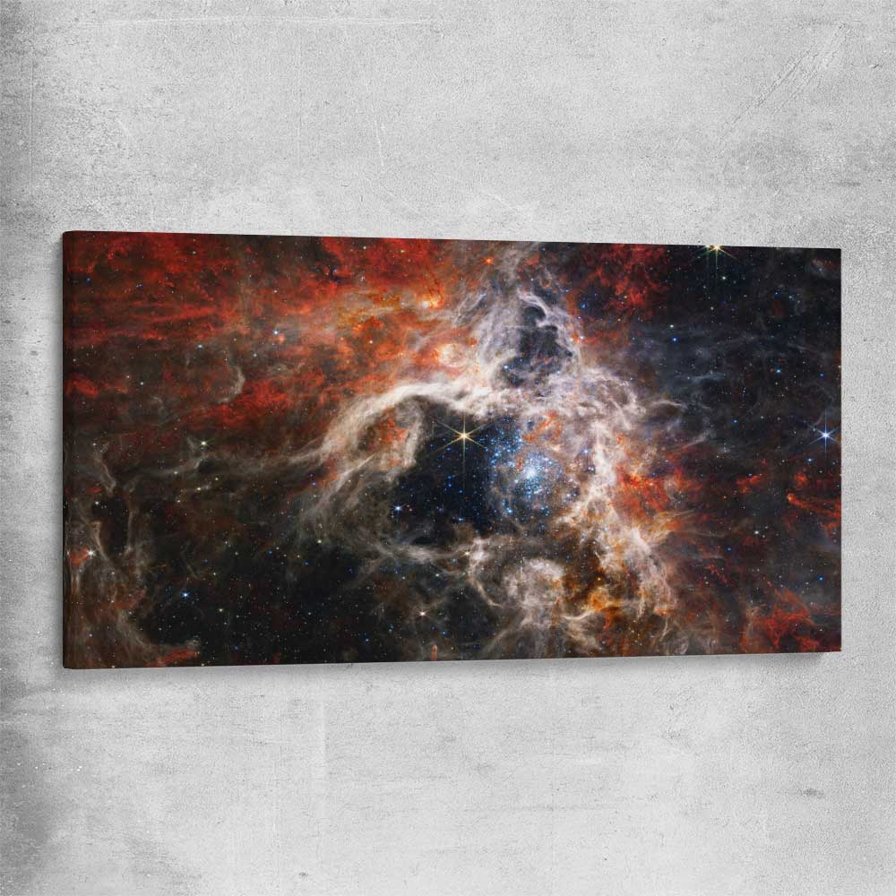 Space prints and wall art of Tarantula Nebula on a stretched canvas