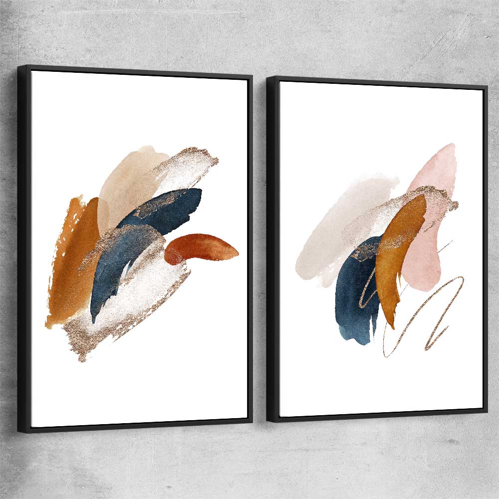 Abstract Strokes Pair black framed canvas - part of our high quality canvas abstract wall art collection