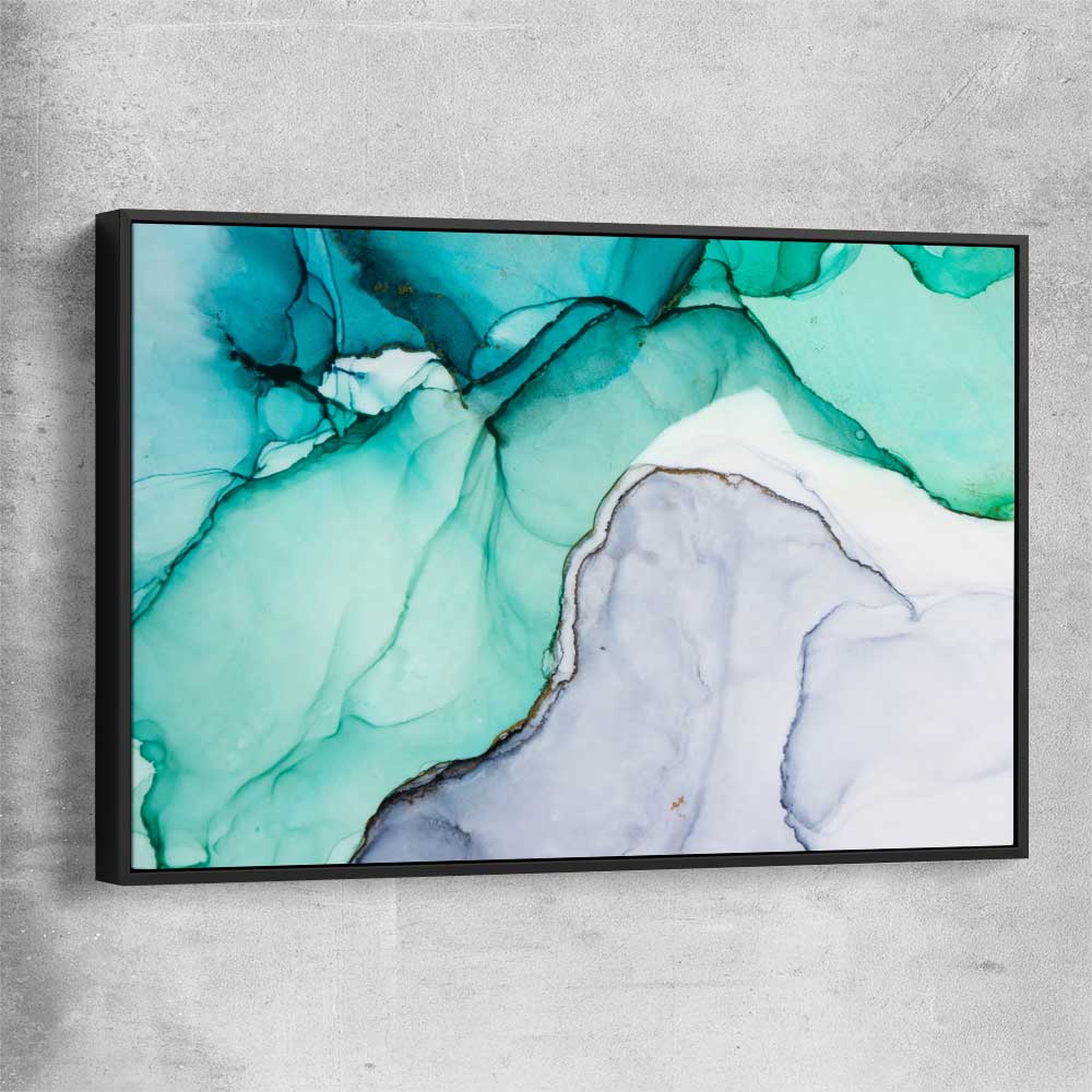 Aqua Blue black framed canvas - part of our high quality canvas abstract wall art collection