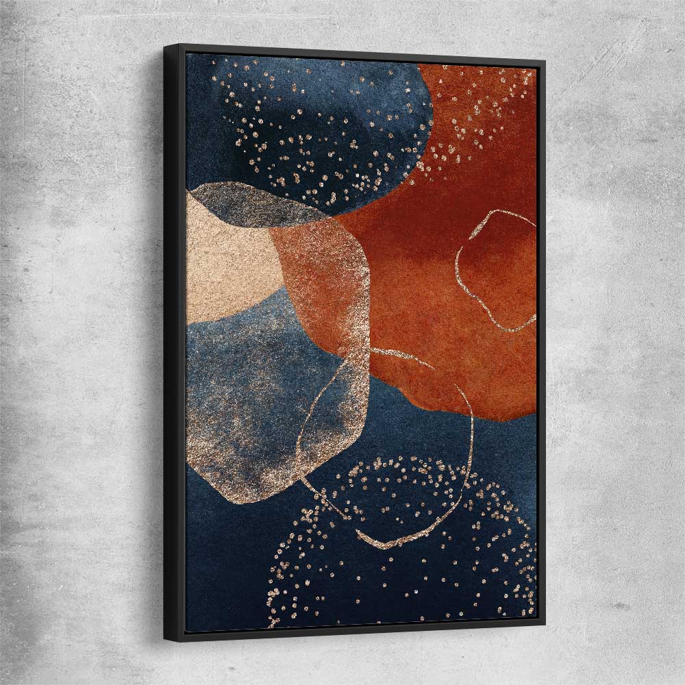 Beige Navy One black framed canvas - part of our high quality canvas abstract wall art collection