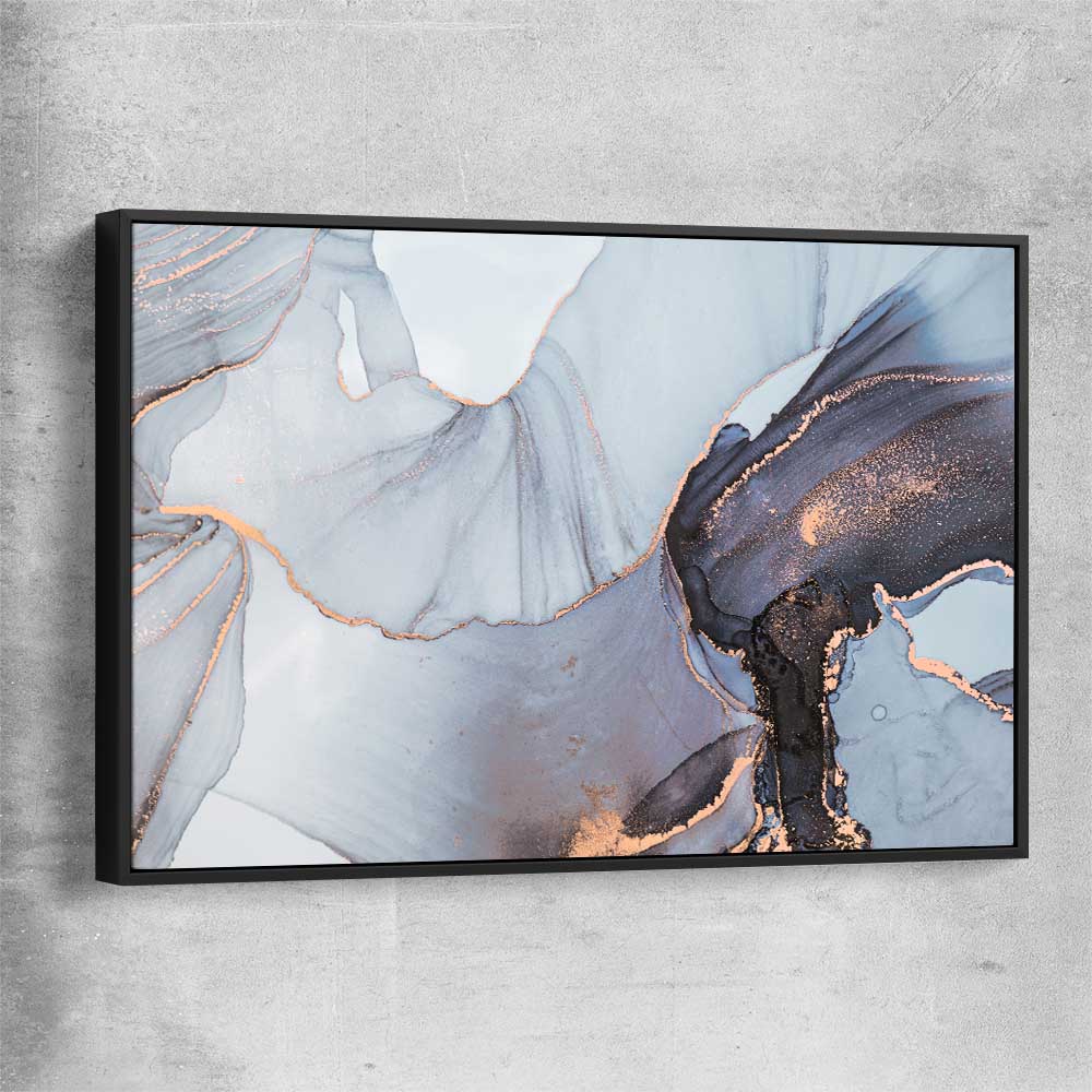 Blue Grains black framed canvas - part of our high quality canvas abstract wall art collection