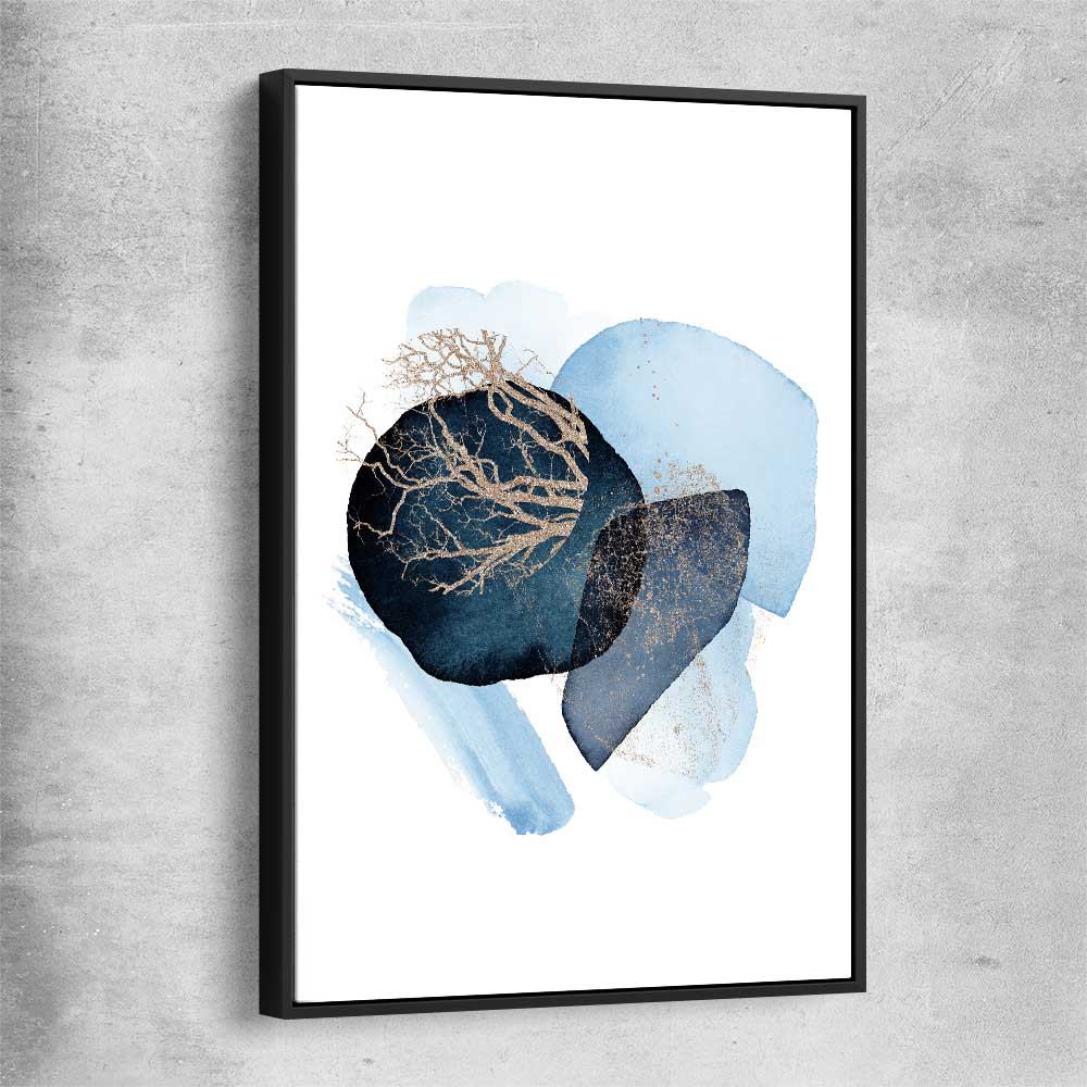Blue Ivory Three black framed canvas - part of our high quality canvas abstract wall art collection