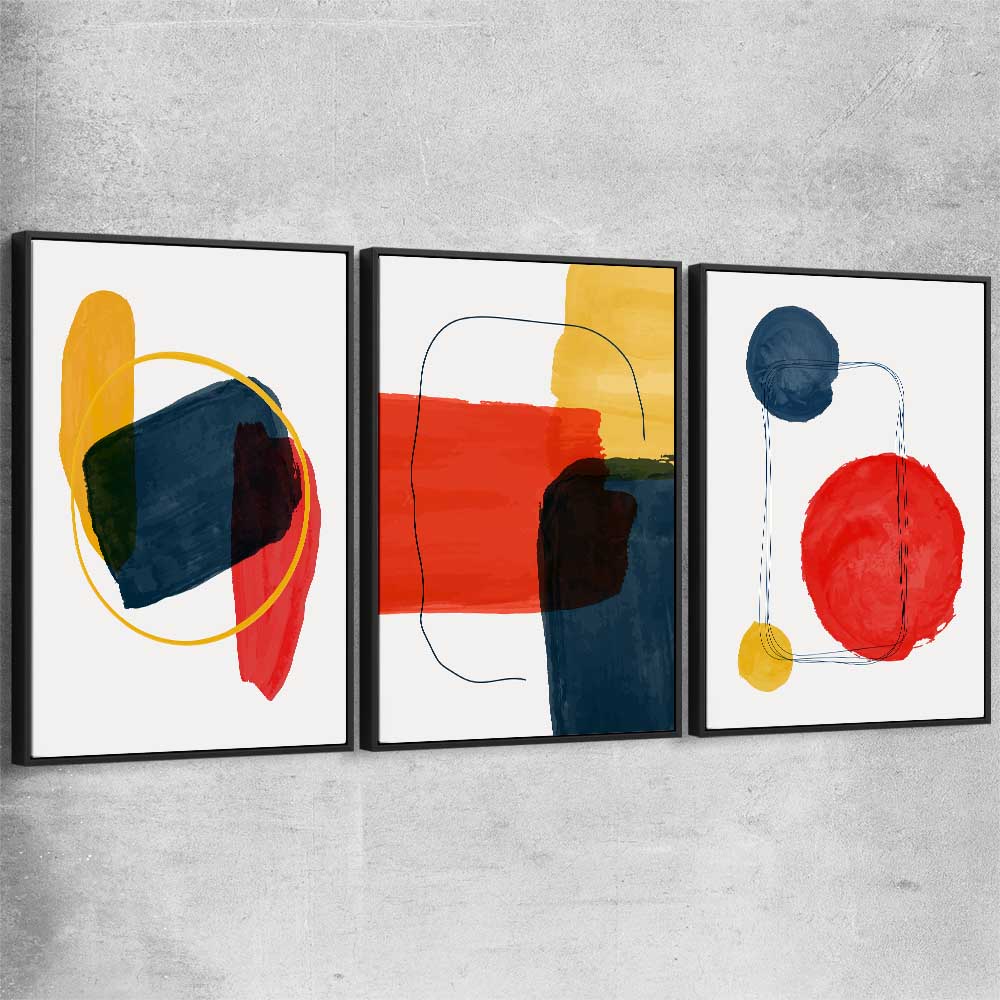 Bright Shapes Set black framed canvas - part of our high quality canvas abstract wall art collection