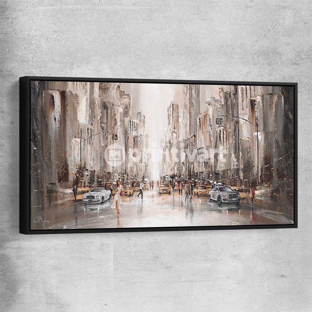 City Life, New York black framed canvas - part of our high quality canvas abstract wall art collection